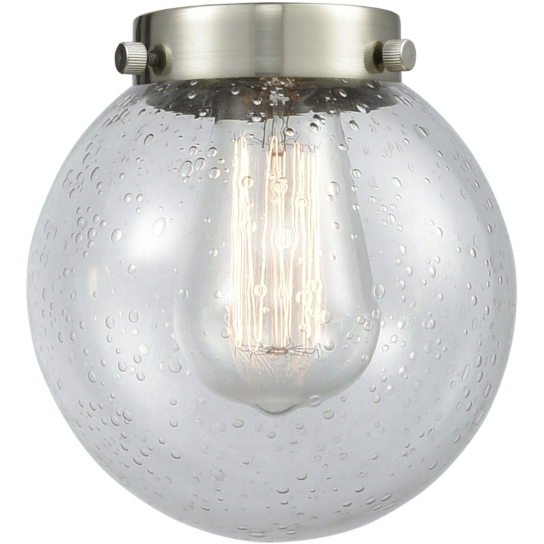 Beacon 1 Light 6 inch Brushed Satin Nickel Mini Pendant Ceiling Light in Seedy Glass